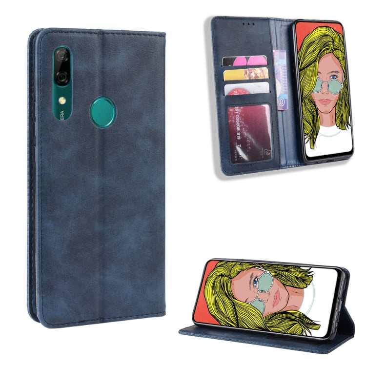 Magnetic Buckle Retro Crazy Horse Texture Horizontal Flip Leather Case for Huawei P Smart Z , with Holder & Card Slots & Photo Frame