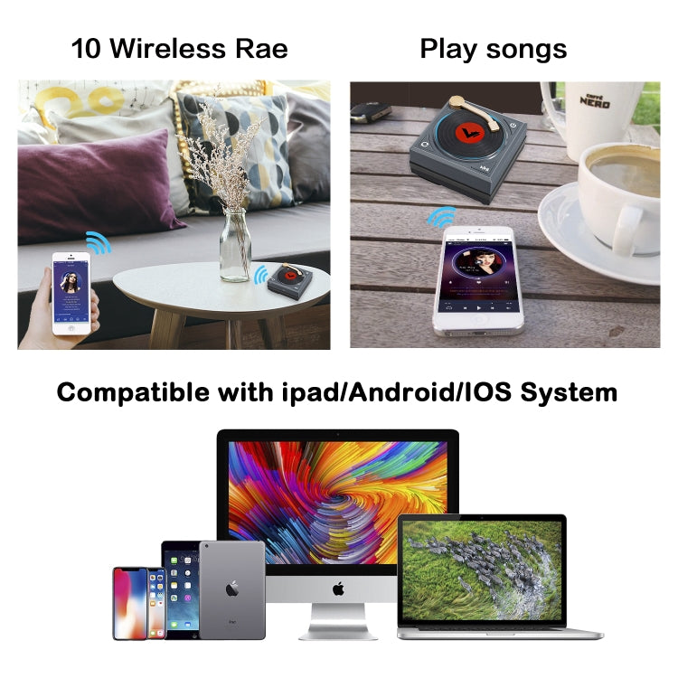 H1 Retro Bluetooth Creative Speaker Phonograph Bluetooth Sound Mobile Phone Mini Portable Speaker black