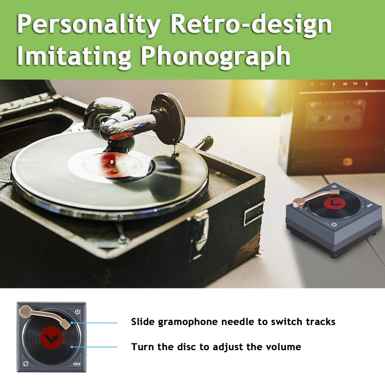 H1 Retro Bluetooth Creative Speaker Phonograph Bluetooth Sound Mobile Phone Mini Portable Speaker black