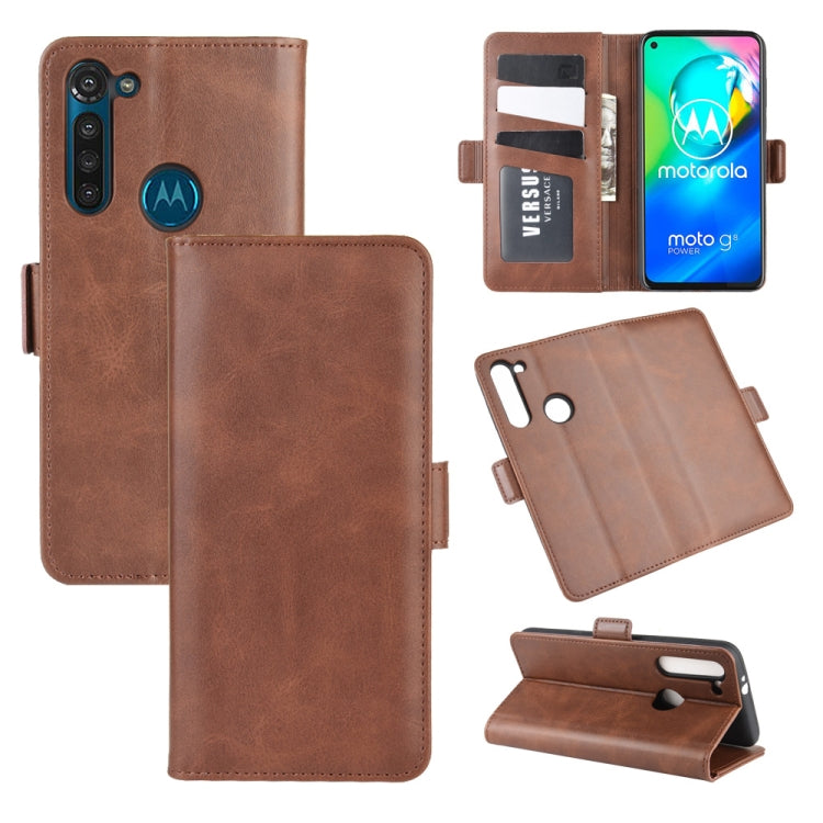 For Motorola Moto G8 Power Dual-side Magnetic Buckle Horizontal Flip Leather Case with Holder & Card Slots & Wallet