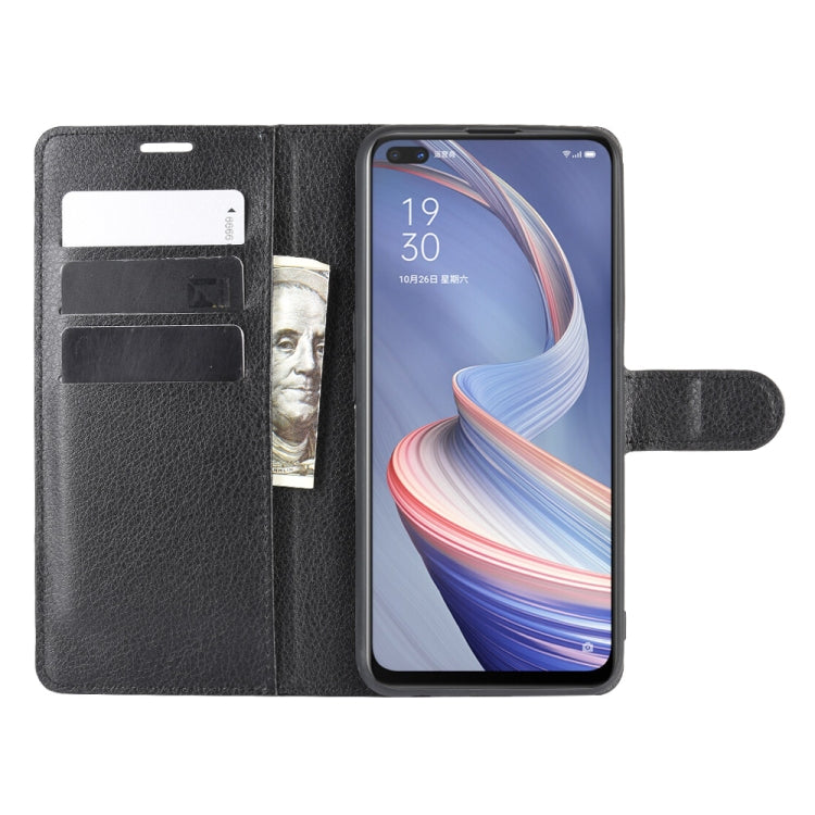 For Oppo A92s Litchi Texture Horizontal Flip Protective Case with Holder & Card Slots & Wallet