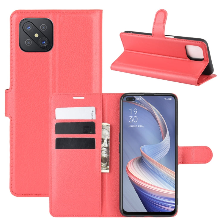 For Oppo A92s Litchi Texture Horizontal Flip Protective Case with Holder & Card Slots & Wallet