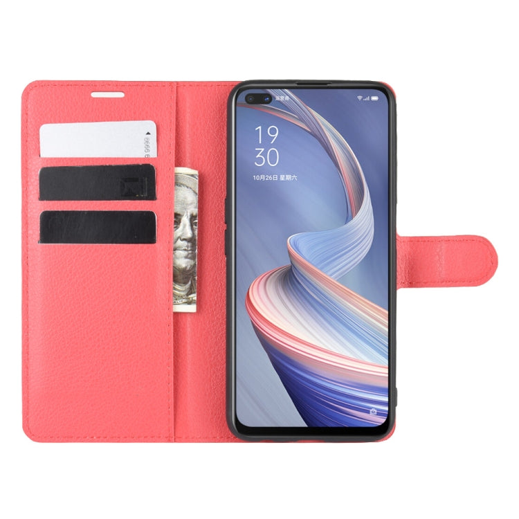 For Oppo A92s Litchi Texture Horizontal Flip Protective Case with Holder & Card Slots & Wallet