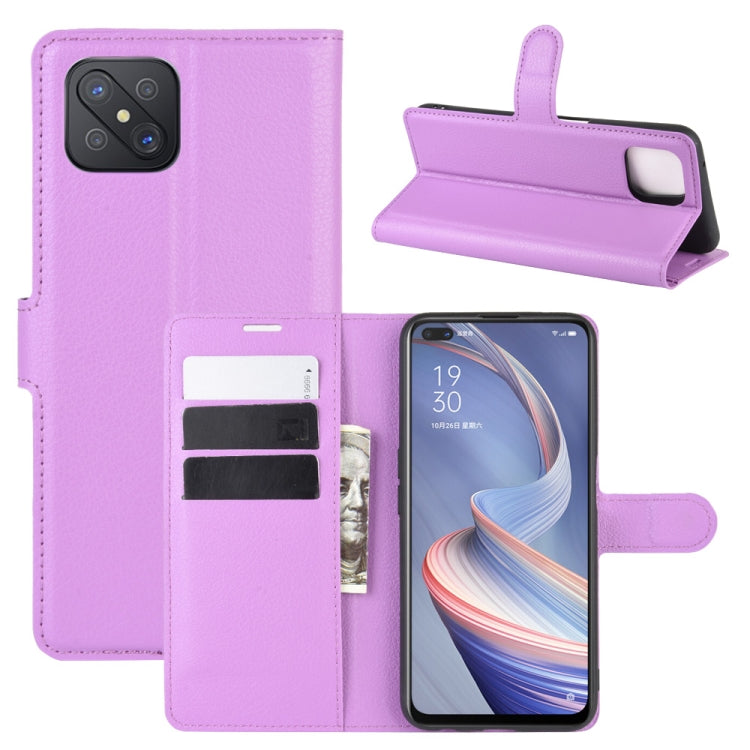 For Oppo A92s Litchi Texture Horizontal Flip Protective Case with Holder & Card Slots & Wallet