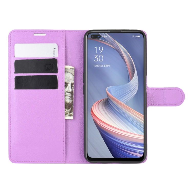 For Oppo A92s Litchi Texture Horizontal Flip Protective Case with Holder & Card Slots & Wallet