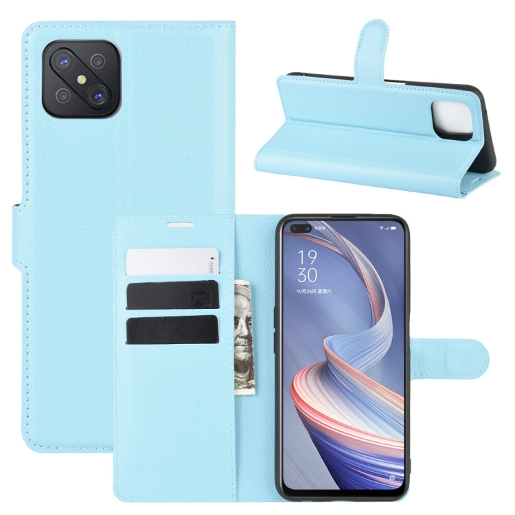 For Oppo A92s Litchi Texture Horizontal Flip Protective Case with Holder & Card Slots & Wallet
