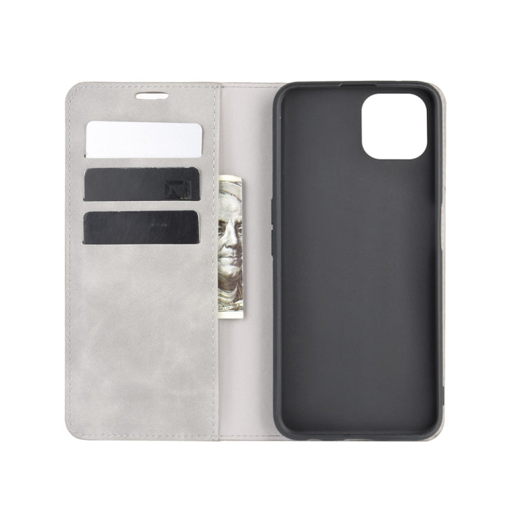 For Oppo A92s Retro-skin Business Magnetic Suction Leather Case with Holder & Card Slots & Wallet