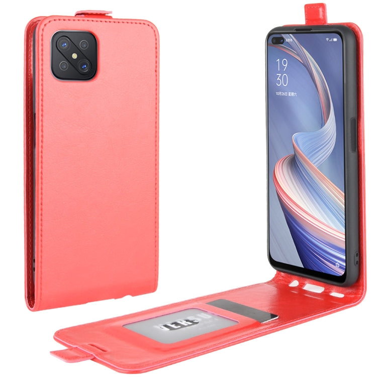 For Oppo A92s R64 Texture Single Vertical Flip Leather Protective Case with Card Slots & Photo Frame