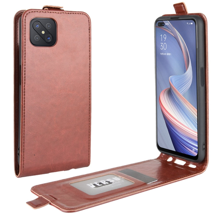 For Oppo A92s R64 Texture Single Vertical Flip Leather Protective Case with Card Slots & Photo Frame