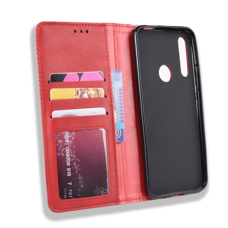 For Huawei Y9 Prime 2019 Magnetic Buckle Retro Crazy Horse Texture Horizontal Flip Leather Case with Holder & Card Slots & Photo Frame