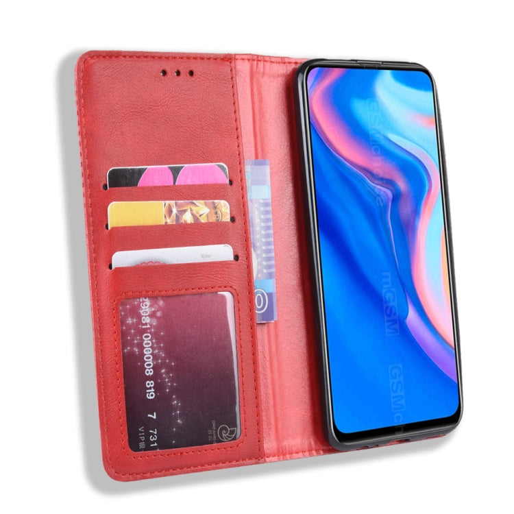 For Huawei Y9 Prime 2019 Magnetic Buckle Retro Crazy Horse Texture Horizontal Flip Leather Case with Holder & Card Slots & Photo Frame