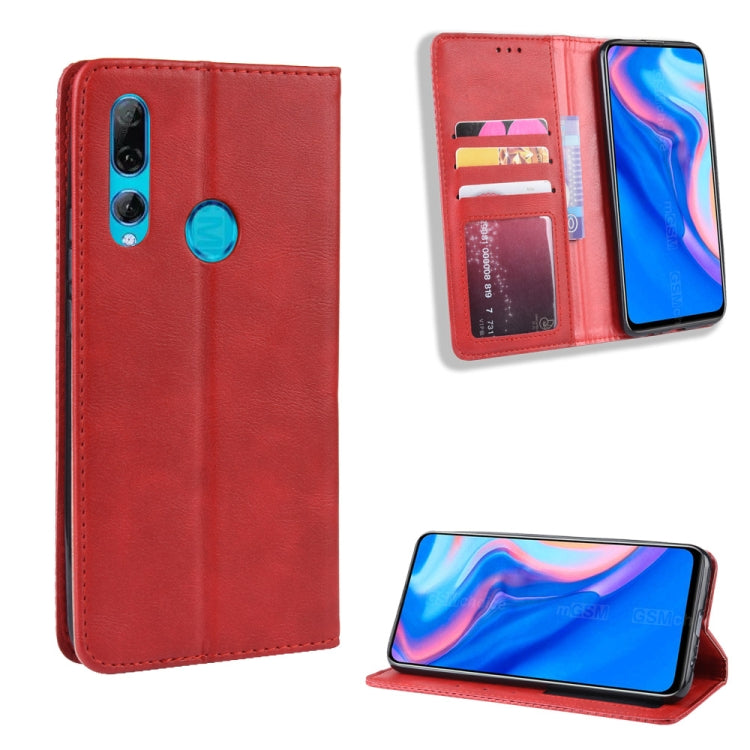 For Huawei Y9 Prime 2019 Magnetic Buckle Retro Crazy Horse Texture Horizontal Flip Leather Case with Holder & Card Slots & Photo Frame