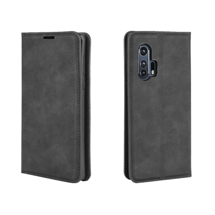 For Motorola Edge+ Retro-skin Business Magnetic Suction Leather Case with Holder & Card Slots & Wallet