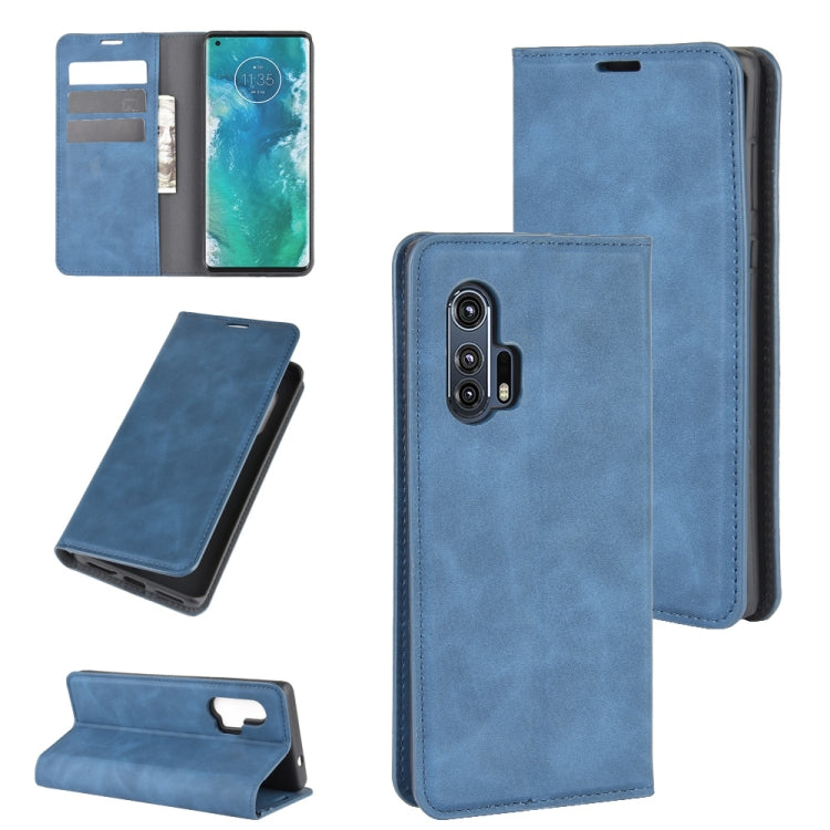 For Motorola Edge+ Retro-skin Business Magnetic Suction Leather Case with Holder & Card Slots & Wallet