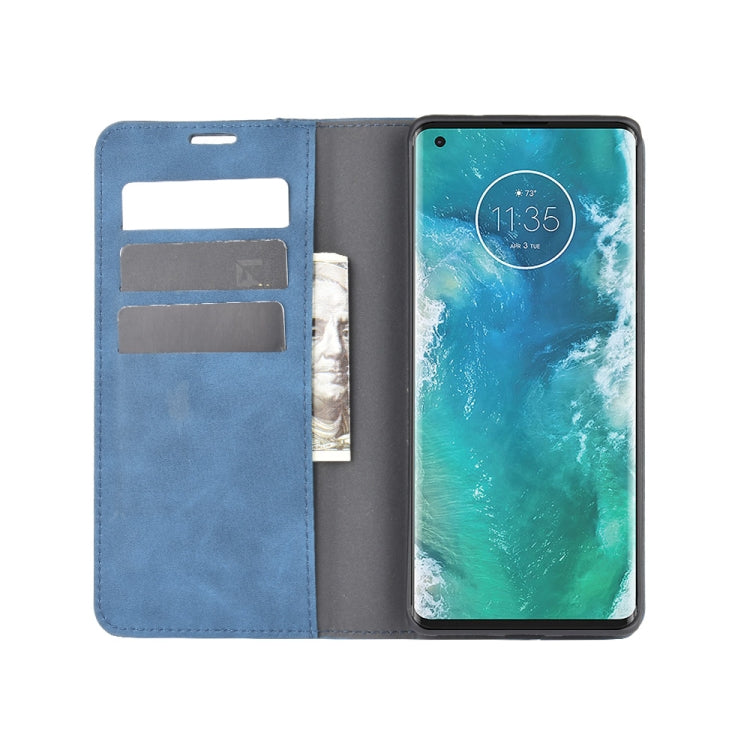 For Motorola Edge+ Retro-skin Business Magnetic Suction Leather Case with Holder & Card Slots & Wallet