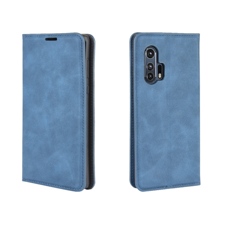 For Motorola Edge+ Retro-skin Business Magnetic Suction Leather Case with Holder & Card Slots & Wallet