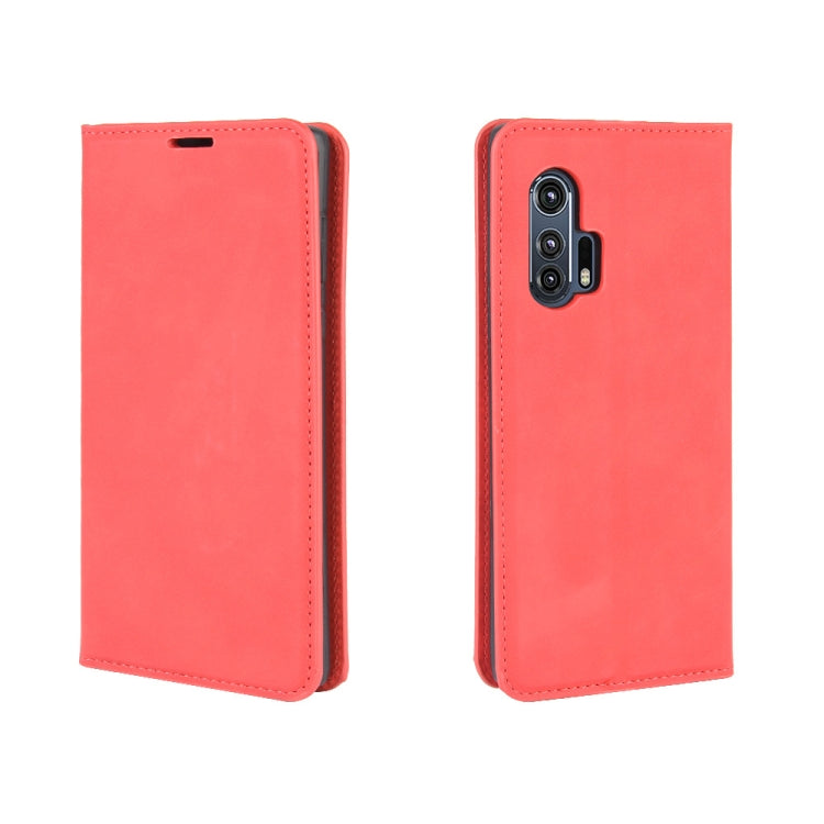 For Motorola Edge+ Retro-skin Business Magnetic Suction Leather Case with Holder & Card Slots & Wallet
