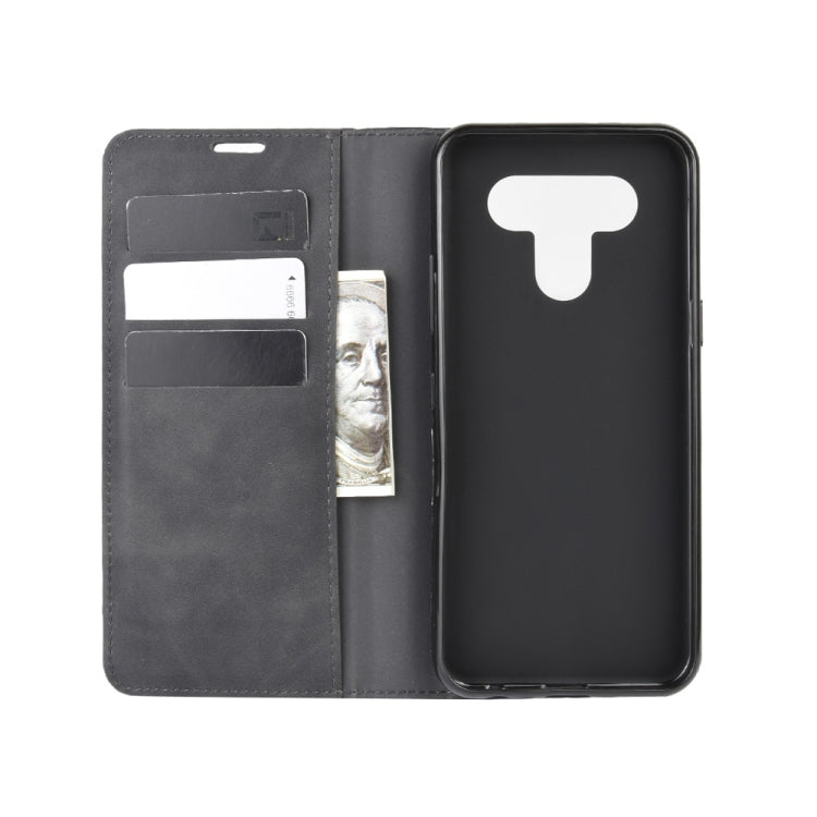 For LG K51 Retro-skin Business Magnetic Suction Leather Case with Holder & Card Slots & Wallet