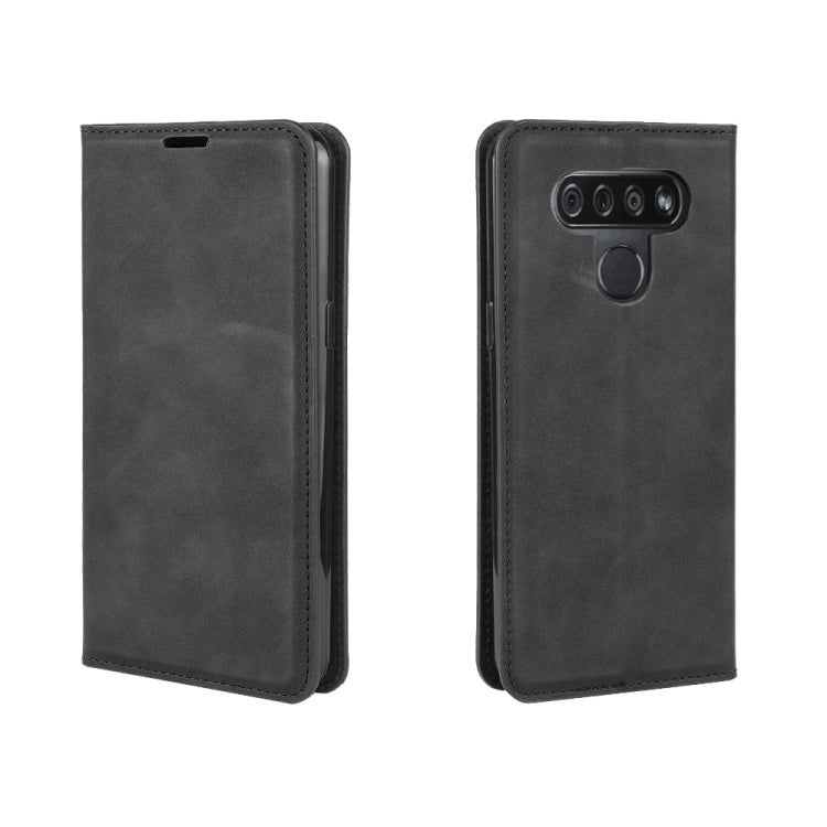 For LG K51 Retro-skin Business Magnetic Suction Leather Case with Holder & Card Slots & Wallet