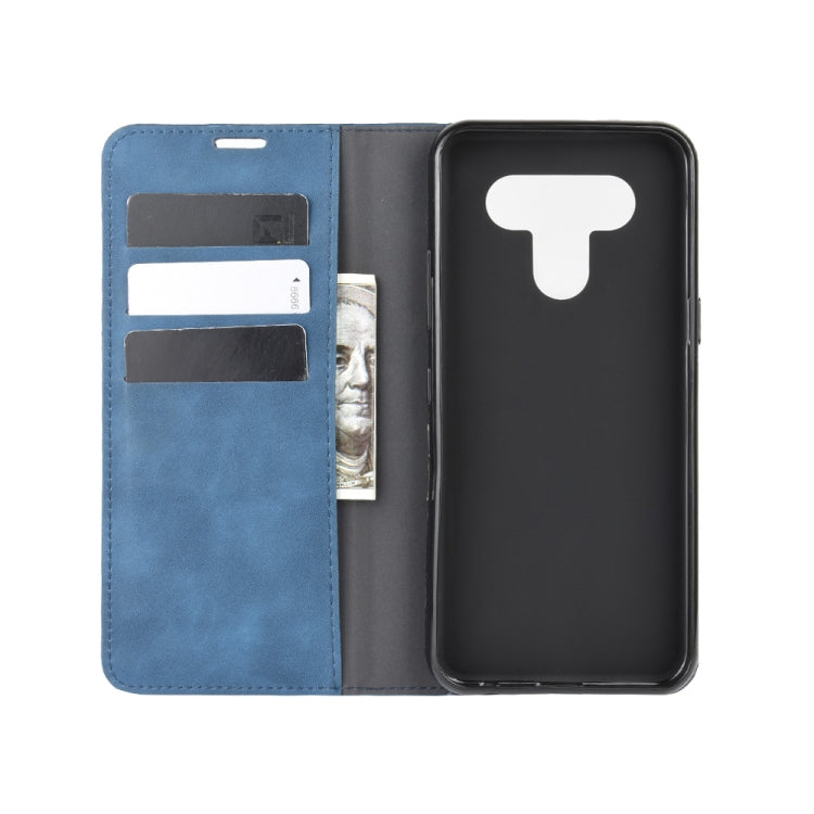 For LG K51 Retro-skin Business Magnetic Suction Leather Case with Holder & Card Slots & Wallet