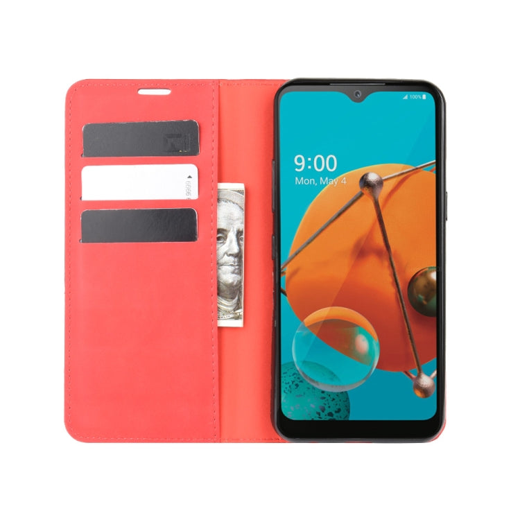 For LG K51 Retro-skin Business Magnetic Suction Leather Case with Holder & Card Slots & Wallet