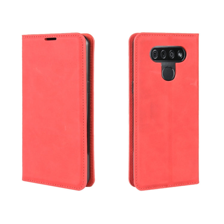 For LG K51 Retro-skin Business Magnetic Suction Leather Case with Holder & Card Slots & Wallet