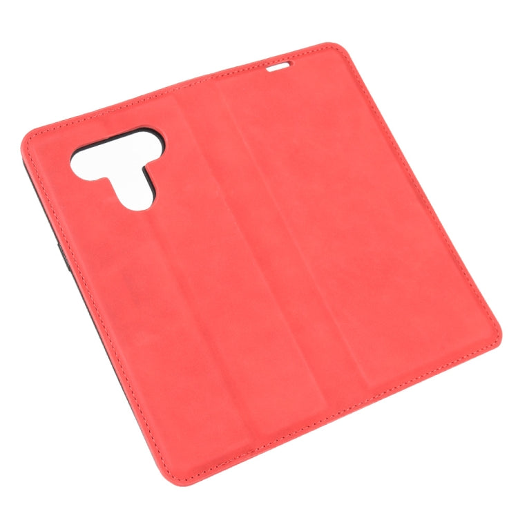 For LG K51 Retro-skin Business Magnetic Suction Leather Case with Holder & Card Slots & Wallet