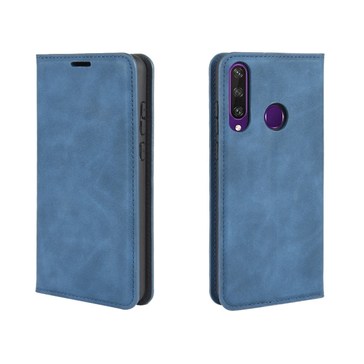 For Huawei Y6p Retro-skin Business Magnetic Suction Leather Case with Holder & Card Slots & Wallet