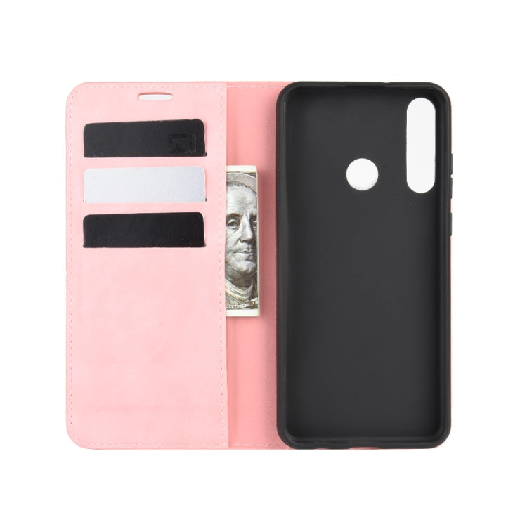 For Huawei Y6p Retro-skin Business Magnetic Suction Leather Case with Holder & Card Slots & Wallet
