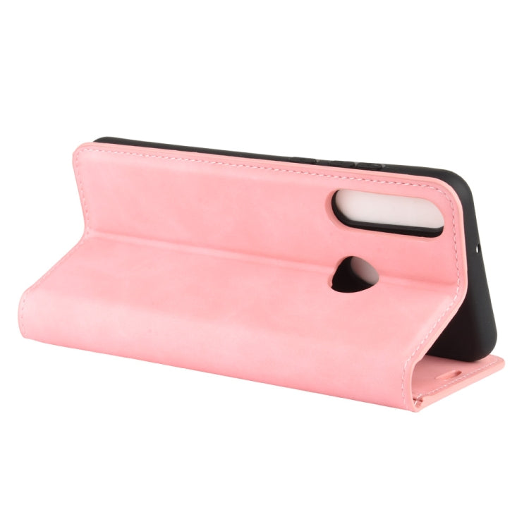 For Huawei Y6p Retro-skin Business Magnetic Suction Leather Case with Holder & Card Slots & Wallet