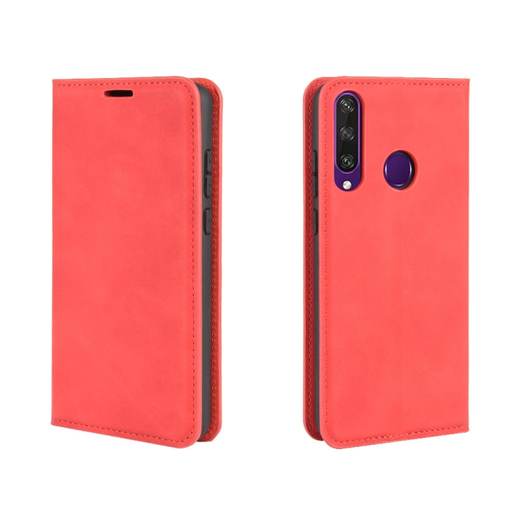 For Huawei Y6p Retro-skin Business Magnetic Suction Leather Case with Holder & Card Slots & Wallet