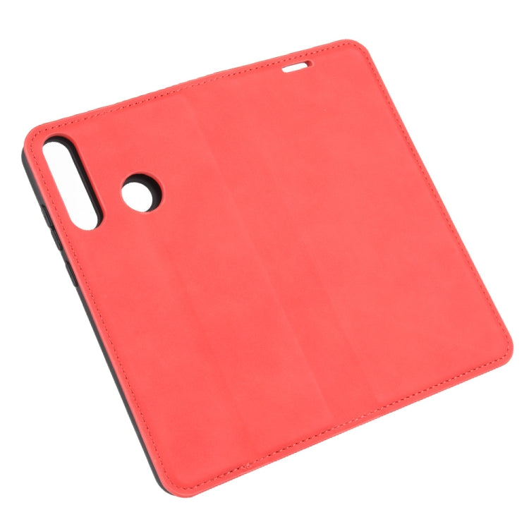 For Huawei Y6p Retro-skin Business Magnetic Suction Leather Case with Holder & Card Slots & Wallet