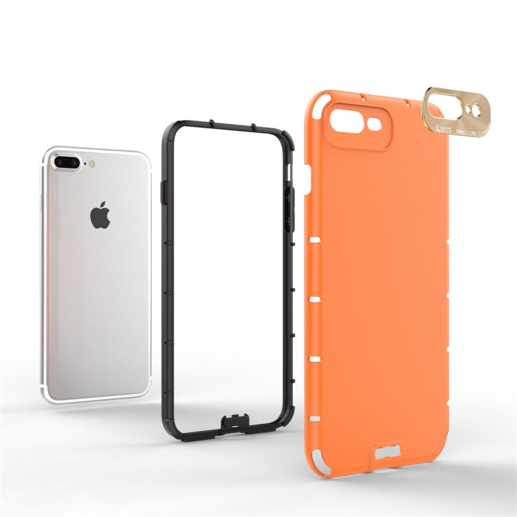 For iPhone 8 Plus / 7 Plus  Shockproof Grain PC + TPU Case