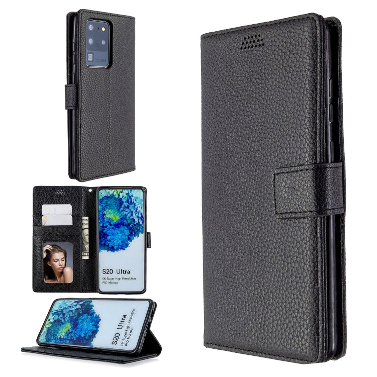 For Samsung Galaxy S20 Ultra Litchi Texture Horizontal Flip Leather Case with Holder & Card Slots & Wallet & Photo Frame