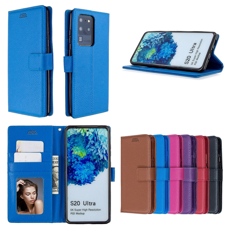 For Samsung Galaxy S20 Ultra Litchi Texture Horizontal Flip Leather Case with Holder & Card Slots & Wallet & Photo Frame