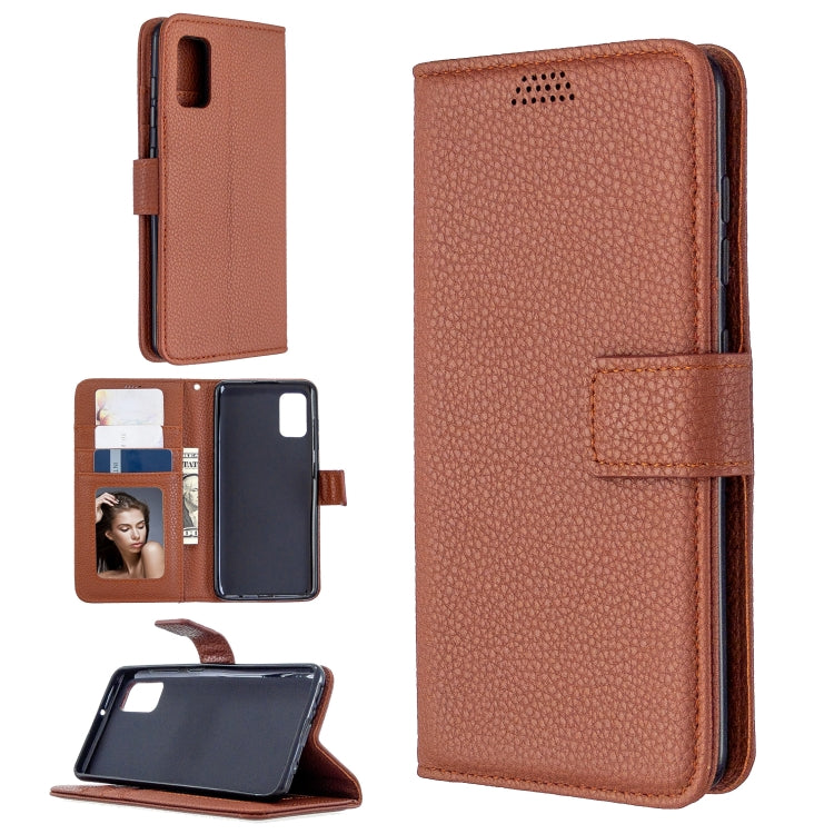 For Samsung Galaxy A41 Litchi Texture Horizontal Flip Leather Case with Holder & Card Slots & Wallet & Photo Frame
