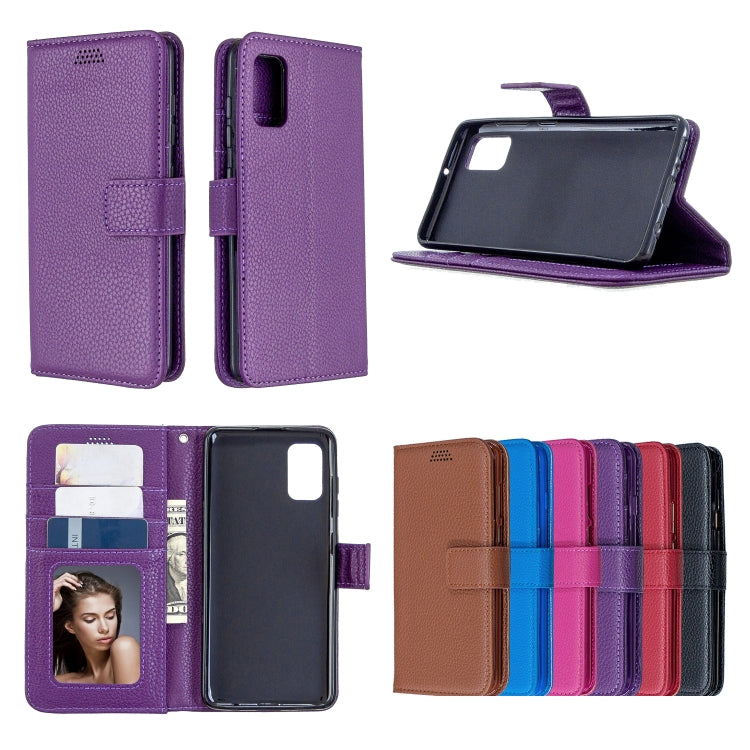 For Samsung Galaxy A41 Litchi Texture Horizontal Flip Leather Case with Holder & Card Slots & Wallet & Photo Frame