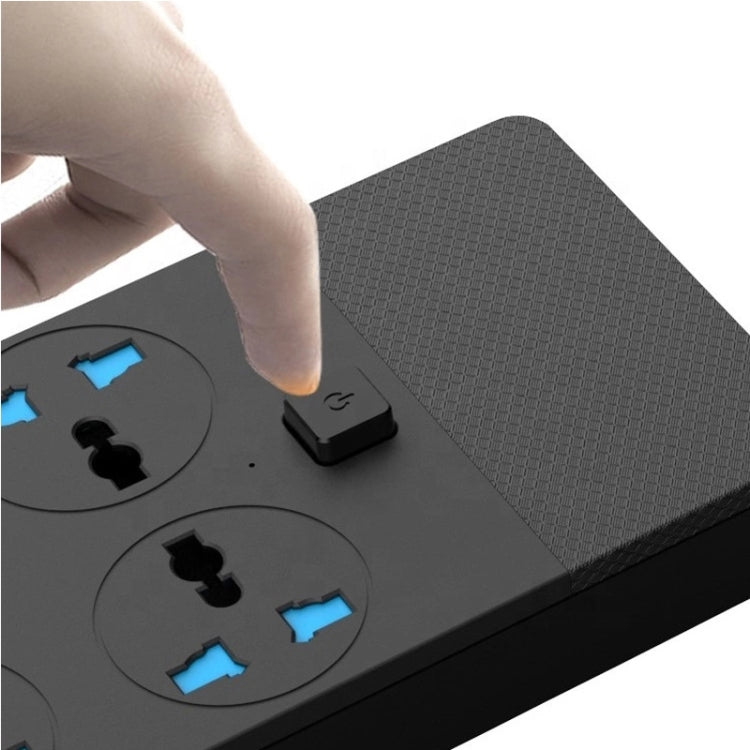 T12 Multi-functional Intelligent Plug-in 6-Hole Universal Jack + 4-Port USB Home Porous Socket 2 Meter Wire Length US PLUG