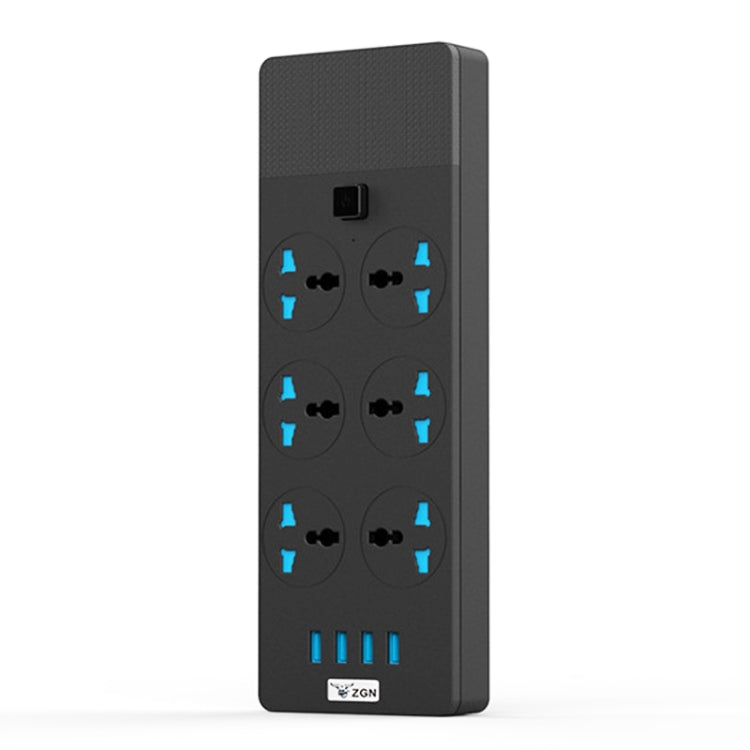 T12 Multi-functional Intelligent Plug-in 6-Hole Universal Jack + 4-Port USB Home Porous Socket 2 Meter Wire Length UK PLUG