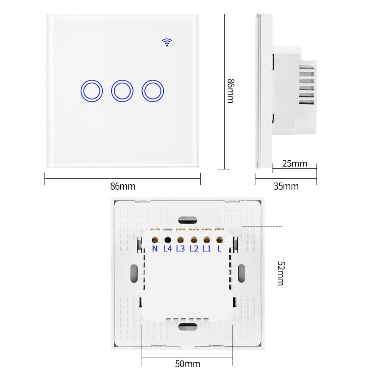 U2-86 Alexa Voice Control WIFI Intelligent Switch Remote Control Remote Control Wall Switch WifiSwitch white