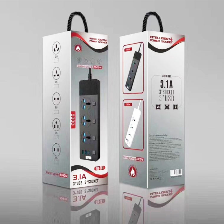 T11 high power 3000W multi-functional plug-in with independent switch and USB interface porous universal socket, US Plug