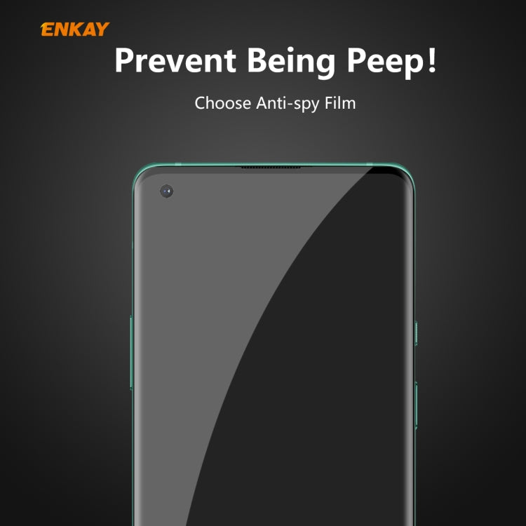For OnePlus 8 ENKAY Hat-Prince 0.26mm 9H 3D Curved Heat Bending Privacy Anti-spy Full Screen Tempered Glass Film