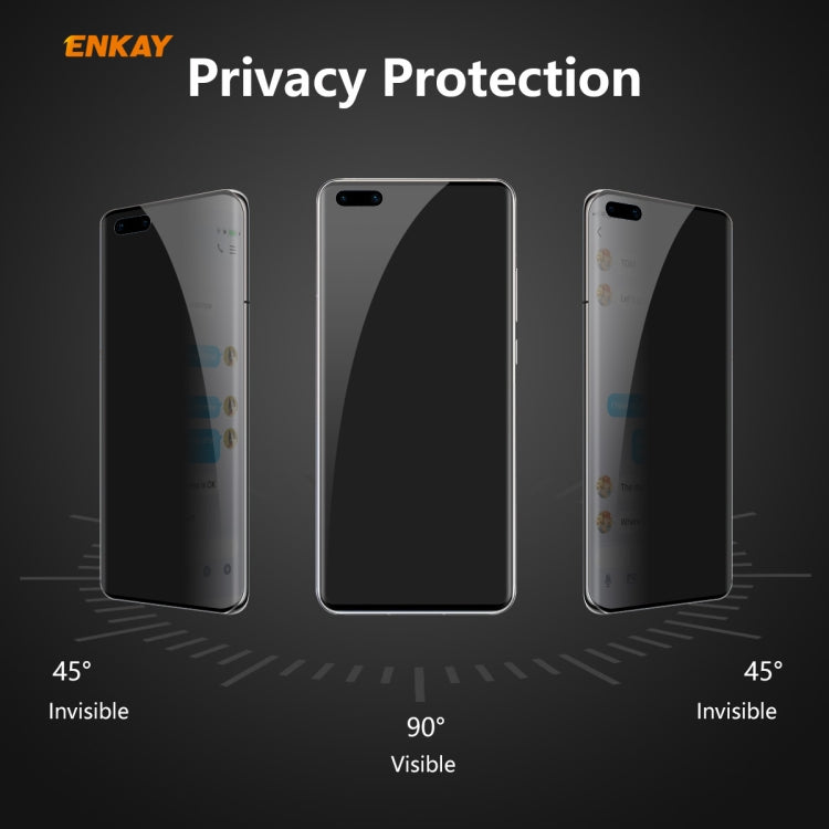 For Huawei P40 Pro ENKAY Hat-Prince 0.26mm 9H 3D Curved Heat Bending Privacy Anti-spy Full Screen Tempered Glass Film