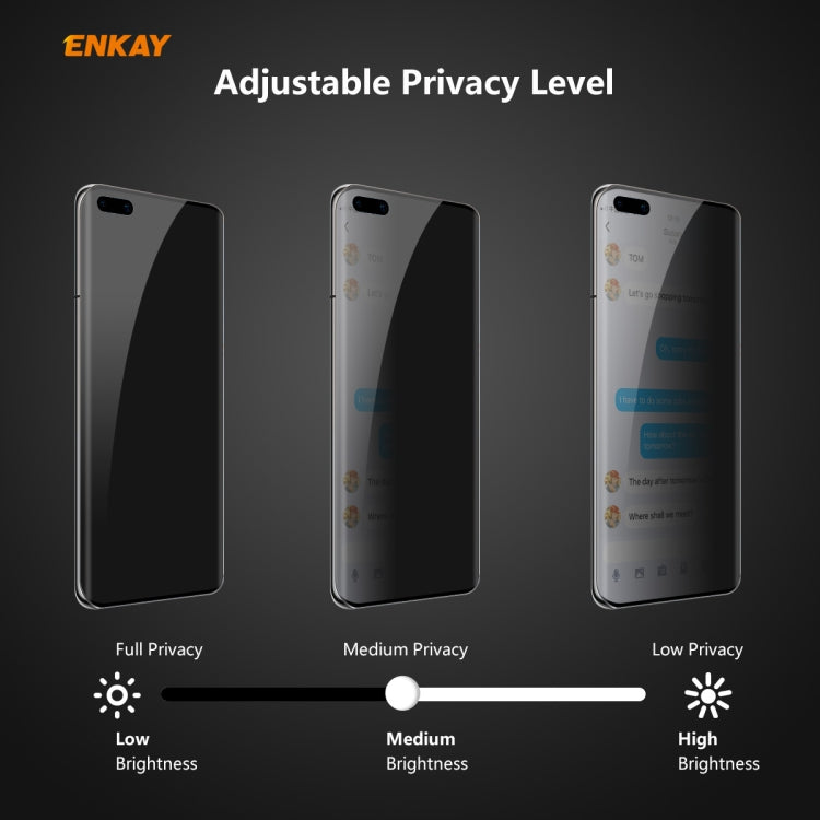 For Huawei P40 Pro ENKAY Hat-Prince 0.26mm 9H 3D Curved Heat Bending Privacy Anti-spy Full Screen Tempered Glass Film