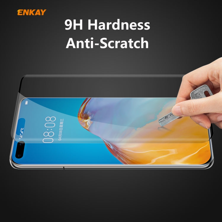 For Huawei P40 Pro ENKAY Hat-Prince 0.26mm 9H 3D Curved Heat Bending Privacy Anti-spy Full Screen Tempered Glass Film