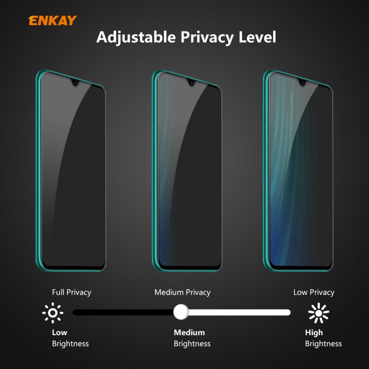 For Xiaomi Redmi Note 8 Pro ENKAY Hat-Prince 0.26mm 9H 6D Privacy Anti-spy Full Screen Tempered Glass Film