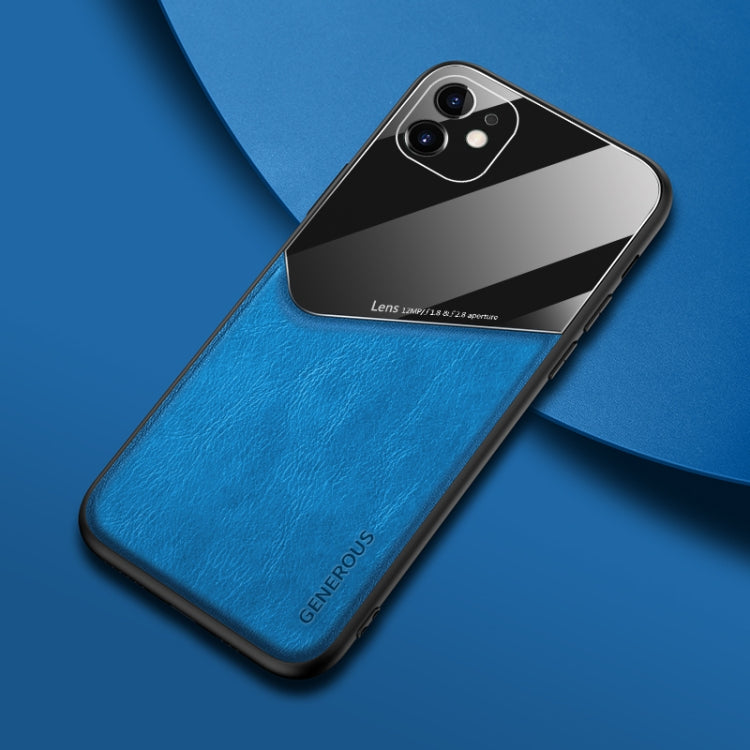 For iPhone 11 Pro All-inclusive Leather + Organic Glass Phone Casewith Metal Iron Sheet