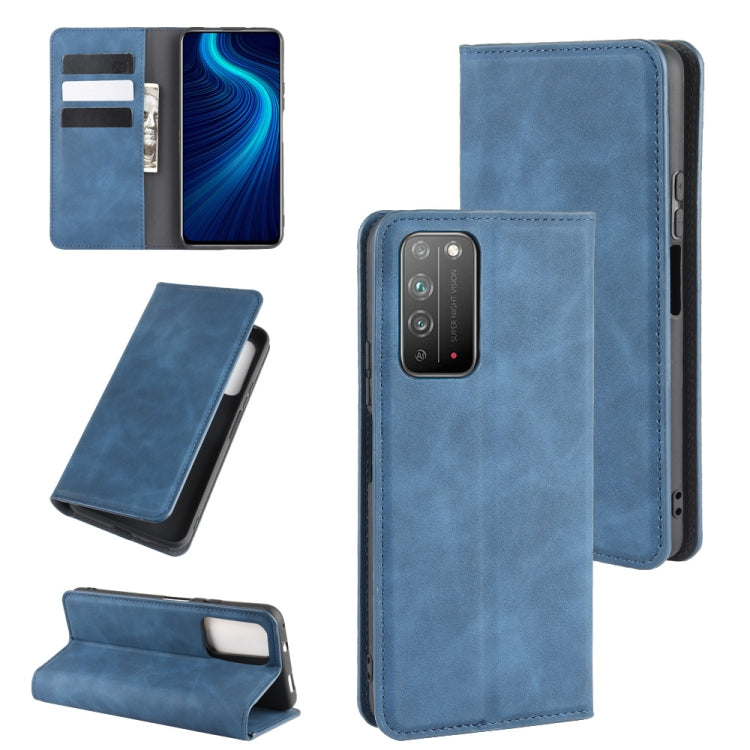 For Huawei Honor X10 5G Retro-skin Business Magnetic Suction Leather Case with Holder & Card Slots & Wallet
