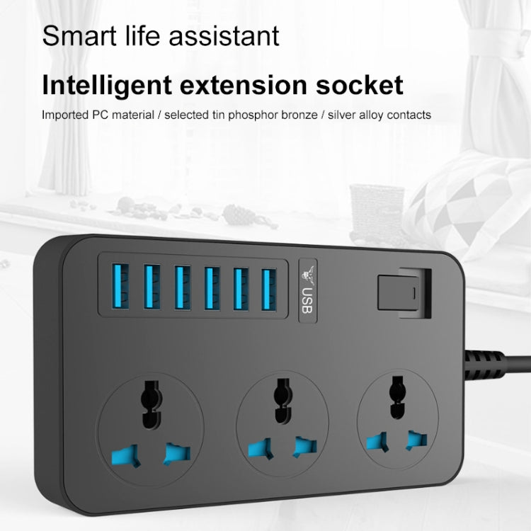 T09 3000W High Power Multi-Function Plug-in 3-Hole International Universal Jack + 6 USB Intelligent Charging UK PLUG