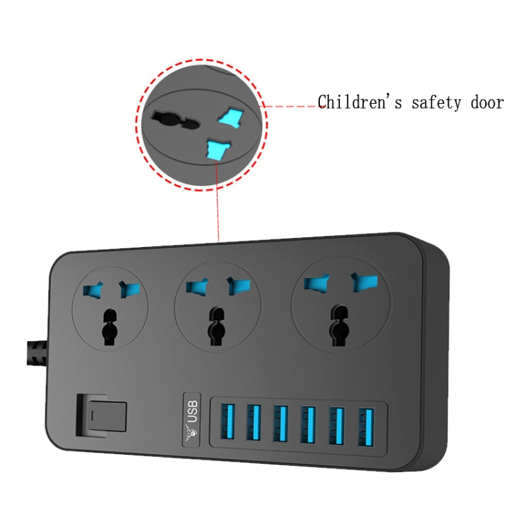 T09 3000W High Power Multi-Function Plug-in 3-Hole International Universal Jack + 6 USB Intelligent Charging UK PLUG